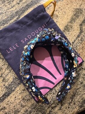 Lele Sadoughi Indigo Garden Knotted Liberty Crystal Headband